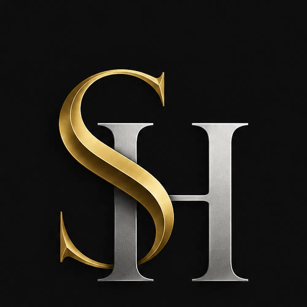 Salebuk Holdings gold and silver SH monogram logo